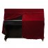 Golden Velvet Cover Front Slit with Lace Decor for Piano red