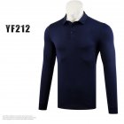 Golf Autumn Winter Clothes for Men Long Sleeve T-shoirt Pure Color Ball Uniform Navy_M