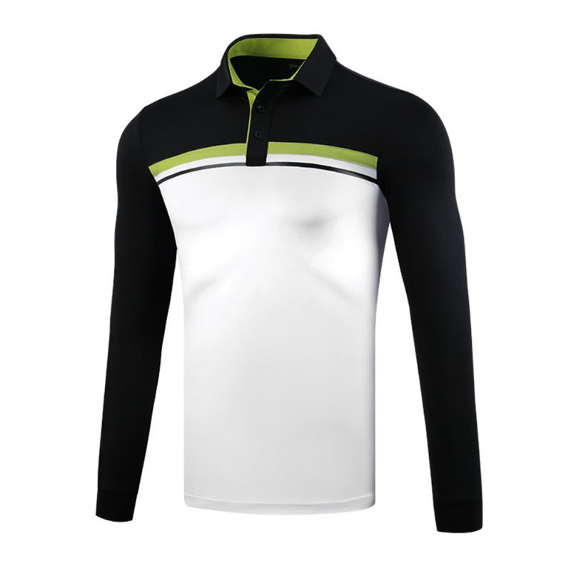 Golf Clothes Autumn Winter Men Clothes Long Sleeve T-shirt Sport Ball Uniform Black and White_XXL