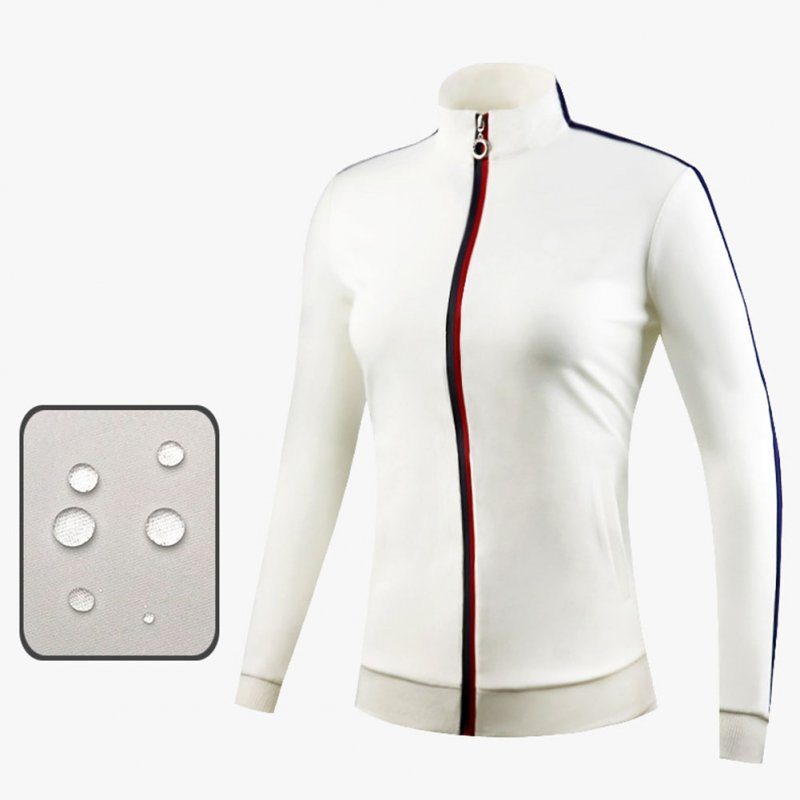 Golf Clothes Autumn Winter Wind Coat Female Sport Jacket Long Sleeve Top creamy-white_XL