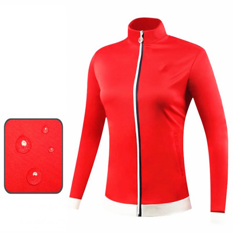 Golf Clothes Autumn Winter Wind Coat Female Sport Jacket Long Sleeve Top red_L