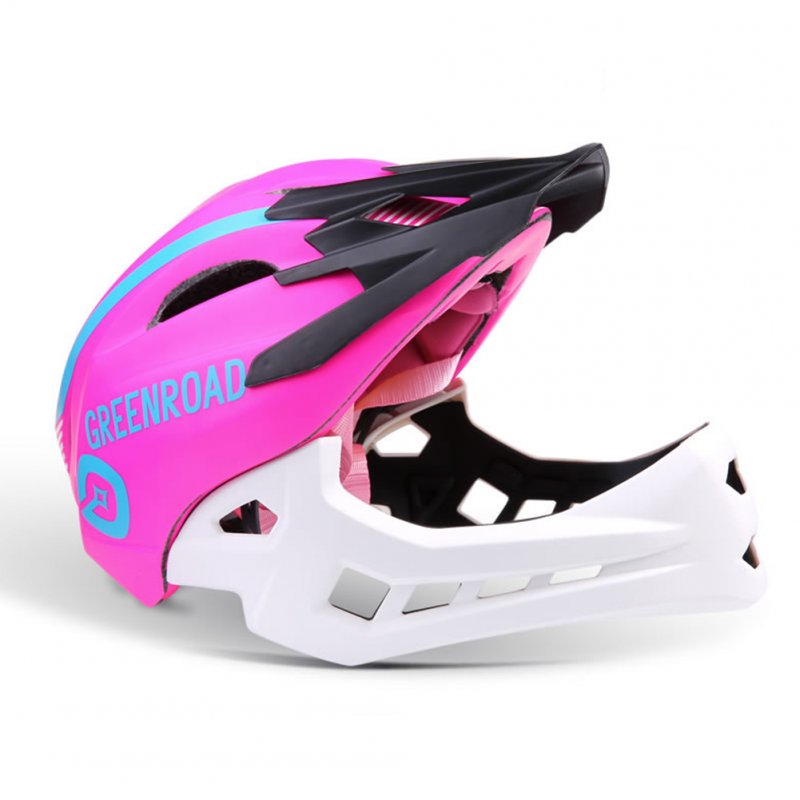 Roller Skating Helmet Children Bicycle Roler Adjustable Riding Safe Helmet Full face helmet pink_S