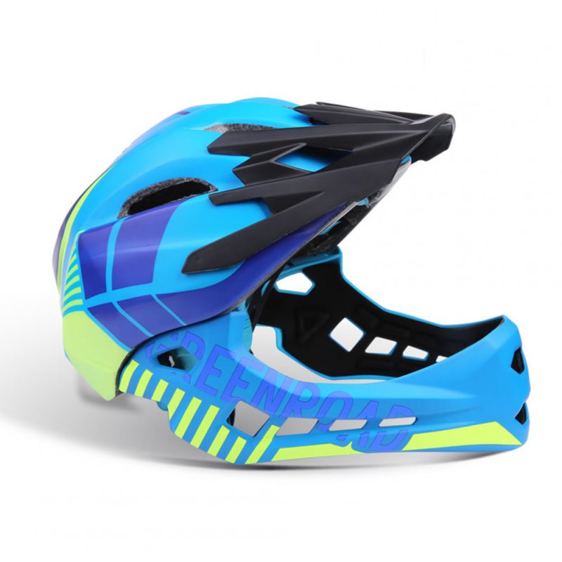 Roller Skating Helmet Children Bicycle Roler Adjustable Riding Safe Helmet Full face helmet light blue_S