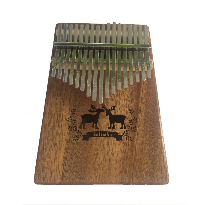 17 Keys Kalimba Thumb Piano Mahogany Body Deer Pattern Musical Instrument Solid Wood Portable Mbira  Wood color
