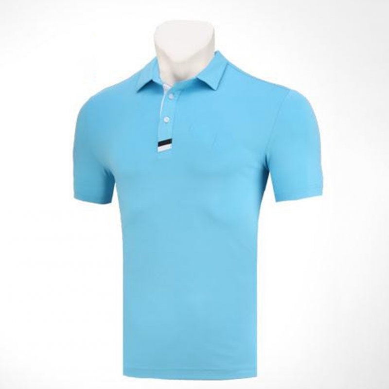 Golf Clothes Male Short Sleeve T-shirt Summer Golf Ball Uniform for Men Lake Blue_XL