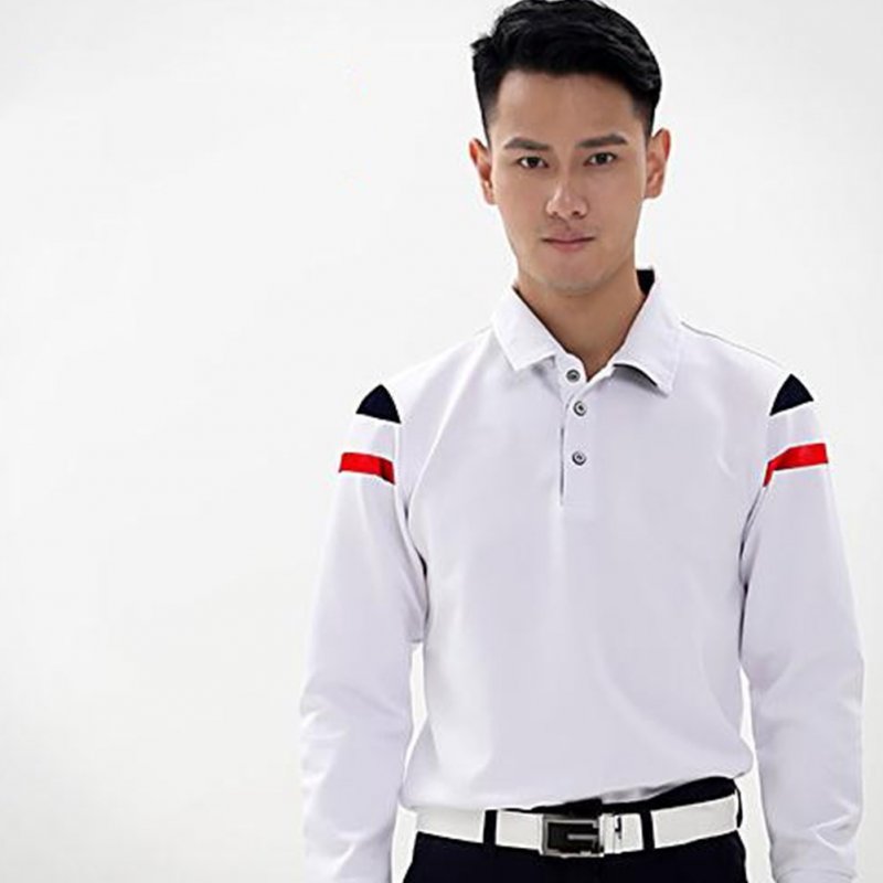 Golf Clothes Male Simier Ball Uniform Autumn Winter Male Long Sleeve T-shirt  white_XXL