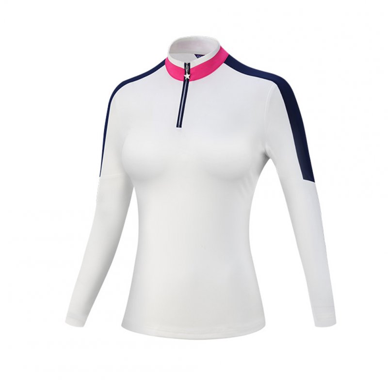 Golf Clothes Women Autumn Winter Clothes Long Sleeve T-shirt Slim Golf Suit YF207 white navy blue stitching long sleeve_S