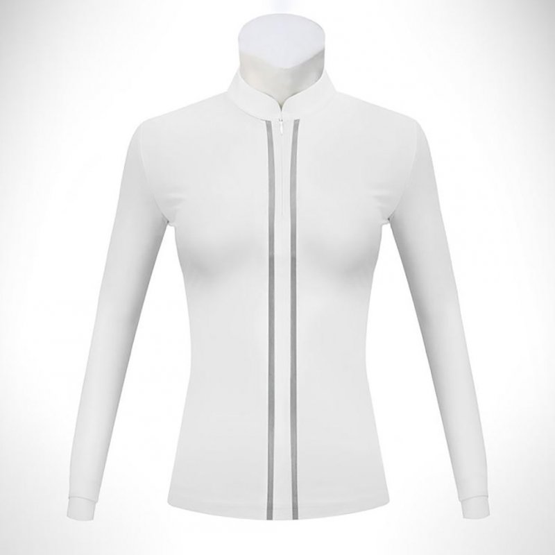 Golf Clothes Women Long Sleeve T-shirt Autumn Winter Warm Stand Collar Golf Suit YF205 white_L