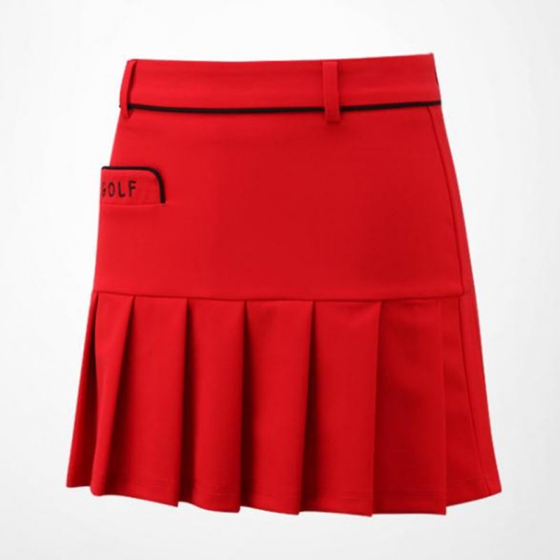 Golf Clothes for Women Anti-emptied Pantskirt Cotton Soft Breathable Sweat Absorbtion Skirt QZ041 red_L