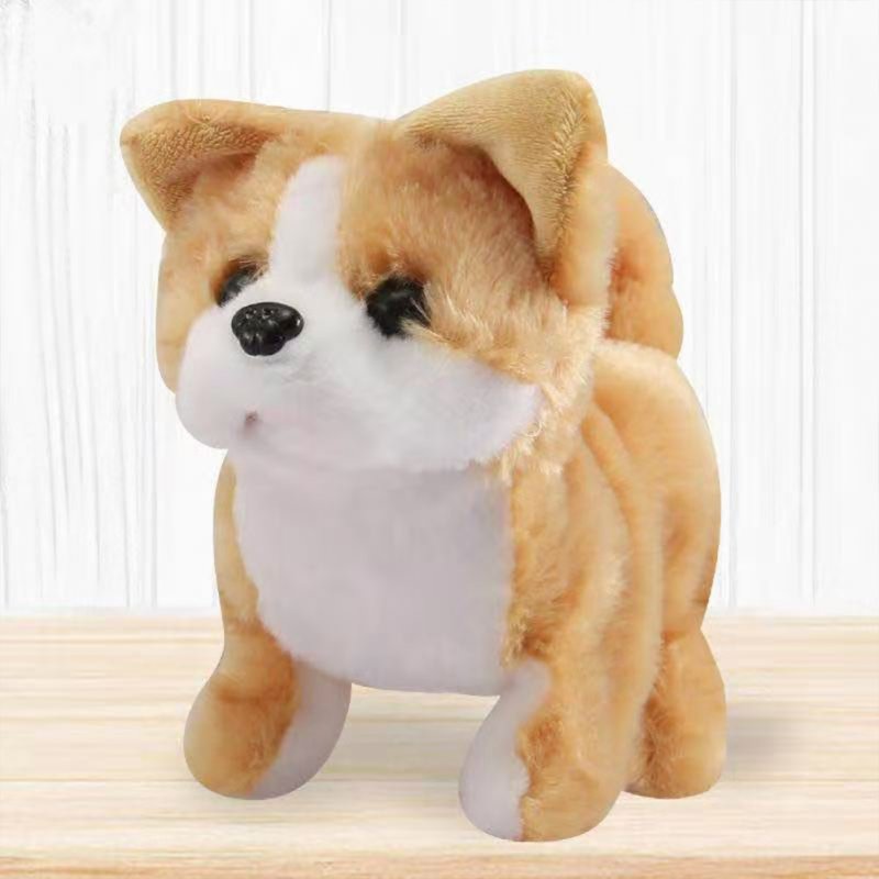 Simulation Plush  Dog Electronic Interactive Pet Puppy + Traction Rope Walking Barking Tail Wagging Companion Toys For Kids 
