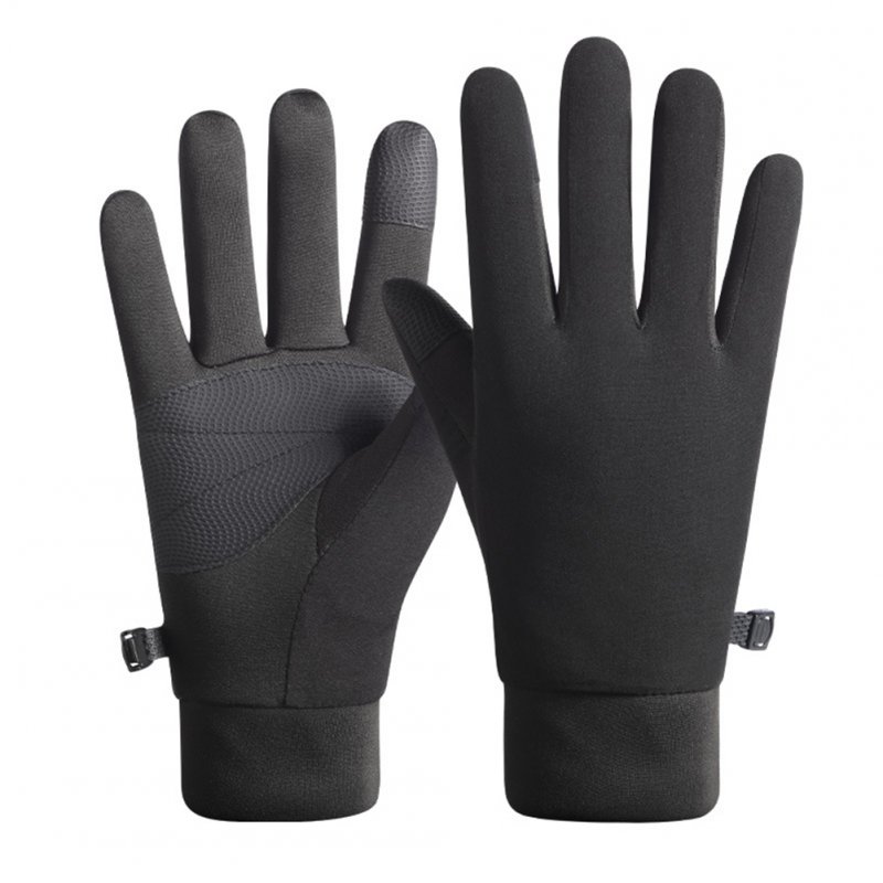 Women Cycling Gloves Non-slip Touch Screen Fleece Lined Warm Windproof Gloves for Outdoor Sports Gray S