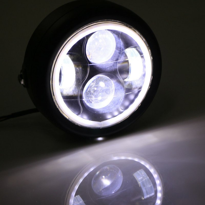 6.5" LED Motorcycle Headlight Headlamp Bracket Angel Ring Hi Lo Beam Bulb 6.5