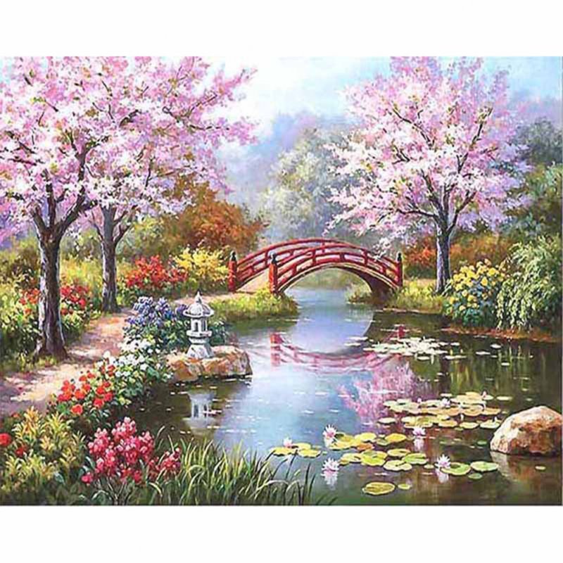 Graceful Sakura 40x50CM DIY Painting with Number Mark Painting Canvas Home Decor (without Frame) 40x50CM