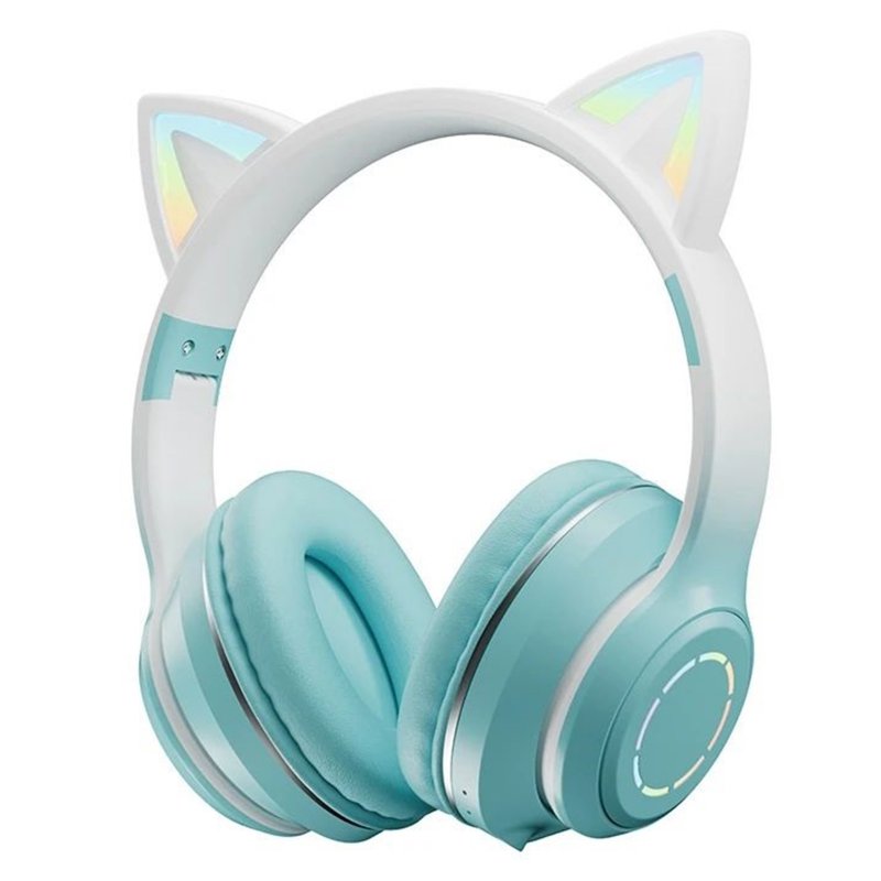 Gradient Cat Ears Noise Canceling Headset Stereo Sound Headphones Wireless Headphones With Built-in Microphone