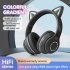 Gradient Cat Ears Noise Canceling Headset Stereo Sound Headphones Wireless Headphones With Built in Microphone For Home Gaming green