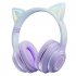 Gradient Cat Ears Noise Canceling Headset Stereo Sound Headphones Wireless Headphones With Built in Microphone For Home Gaming Purple