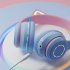 Gradient Cat Ears Noise Canceling Headset Stereo Sound Headphones Wireless Headphones With Built in Microphone For Home Gaming Purple