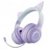 Gradient Cat Ears Noise Canceling Headset Stereo Sound Headphones Wireless Headphones With Built in Microphone For Home Gaming Purple