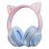 Gradient Cat Ears Noise Canceling Headset Stereo Sound Headphones Wireless Headphones With Built in Microphone For Home Gaming Purple