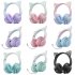 Gradient Cat Ears Noise Canceling Headset Stereo Sound Headphones Wireless Headphones With Built in Microphone For Home Gaming Purple