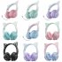 Gradient Cat Ears Noise Canceling Headset Stereo Sound Headphones Wireless Headphones With Built in Microphone For Home Gaming Purple