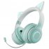 Gradient Cat Ears Noise Canceling Headset Stereo Sound Headphones Wireless Headphones With Built in Microphone For Home Gaming Blue pink   microphone