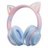 Gradient Cat Ears Noise Canceling Headset Stereo Sound Headphones Wireless Headphones With Built in Microphone For Home Gaming green   microphone