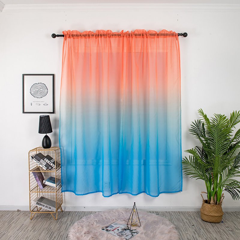 Gradient Color Window Curtain Tulle for Home Bedroom Living Room Kids Room Balcony  Orange red blue gradient_1 * 2 meters high