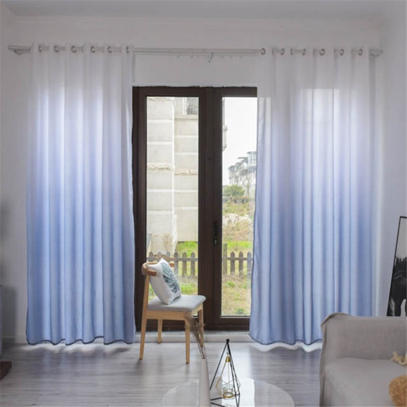 Gradient Wood Grain Printing Curtain Shading Drapes With Hanging Holes 1*2.7m High gray
