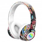 Graffiti Foldable Bluetooth Headphones Wireless Sports Headset Noise Reduction Gaming Earphone White