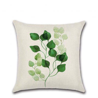Wholesale Green Tropical Plant Leaf Printing Throw Pillow Cover