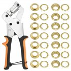 Grommet Tool Kit With 3/8 Inch (10mm) Diameter 100Pcs Grommets Eyelets For Fabric Tarps Leather Handheld Hole Punch Pliers Grommet Press Kits Pliers (100 Eyelets)