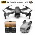 Gt2 Mini Drone 4k Dual Camera 2 4g Drone Fpv Air Pressure Fixed Height RC Foldable Quadcopter Toys Black 3 Batteries