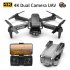 Gt2pro Folding Drone Hd 4k Dual Camera Aerial Photography Quadcopter Long Endurance RC Aircraft Gray 2 Batteries