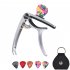 Guitar Capo for Acoustic and Electric Guitars Bass Ukulele Mandolin Banjo with Picks and Picks Holder  Silver