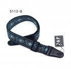 Guitar Strap Embroidered Belt Adjustable Jacquard Band with Leather End for Bass Acoustic Electric Folk Guitar Musical Instrument Black leather end