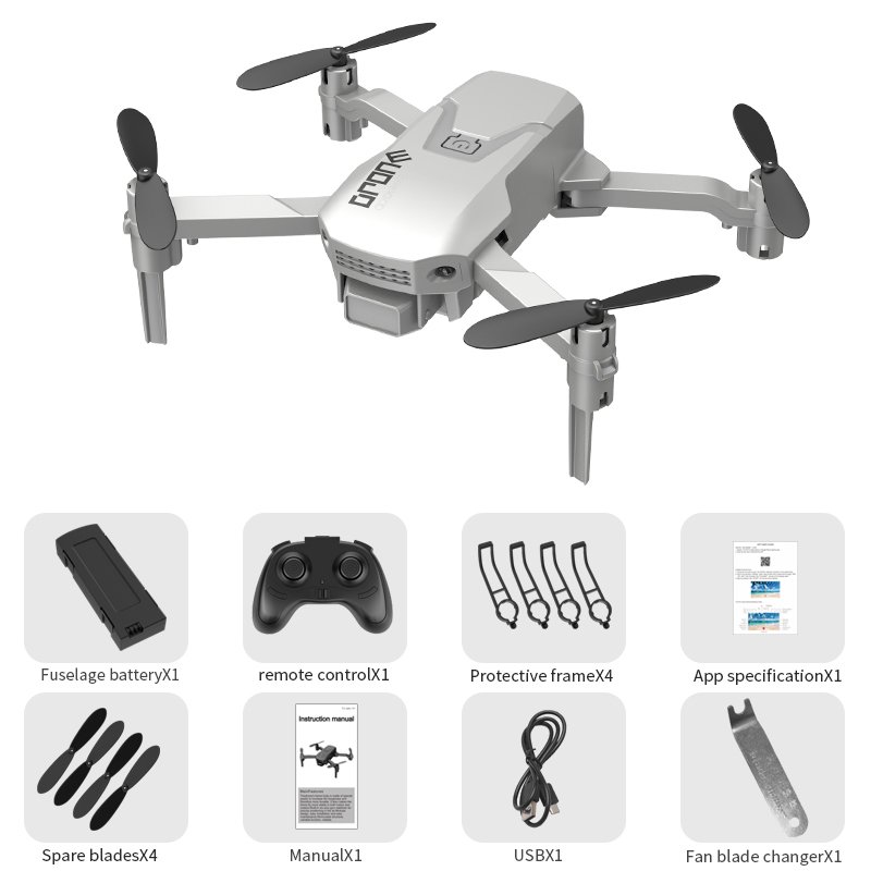 H1 Mini Remote Control Drone Arms Foldable Portable 2.4GHz RC Quadcopter White 4k