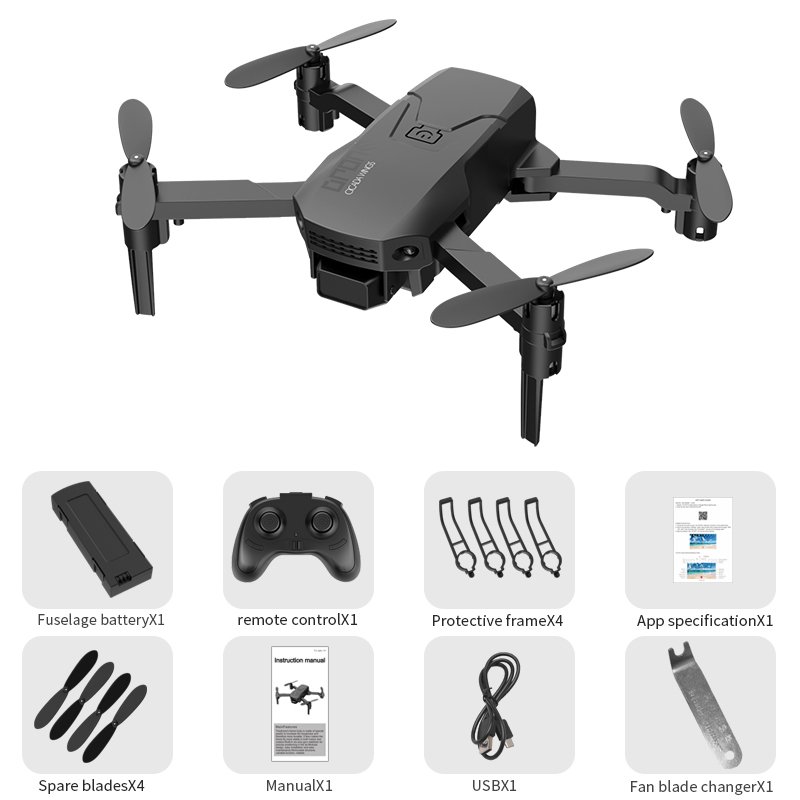 H1 Mini Remote Control Drone Arms Foldable Portable 2.4GHz RC Quadcopter Black without camera