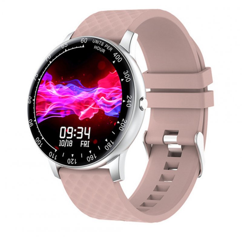H30 Intelligent Watch Ip68 Waterproof Full Touch-screen Diy Dial Fitness Outdoor Sports Wristwatch Compatible For Android Ios Silver Shell Pink Belt