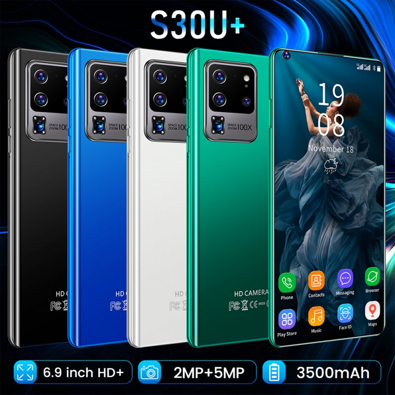 H40 S30U+ 7.3 Inch Large Screen Smartphone 2gb+16gb Facial Recognition Smart Phone Green (EU Plug)