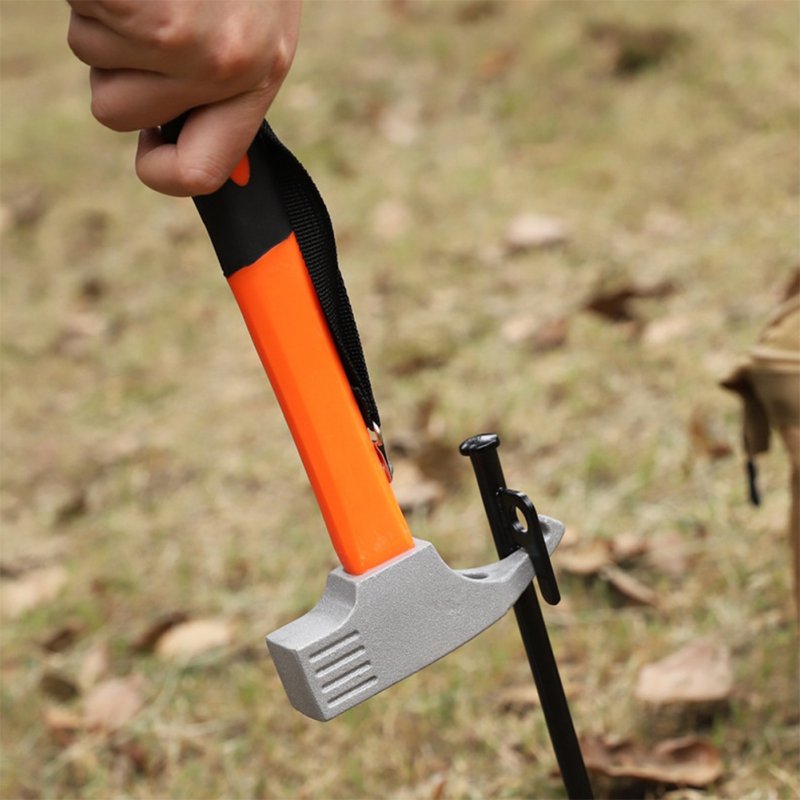 2-in-1 Functional Camping Hammer Nail Puller High-Strength Carbon Steel Mallet Outdoor Accessories For Hiking Camping 