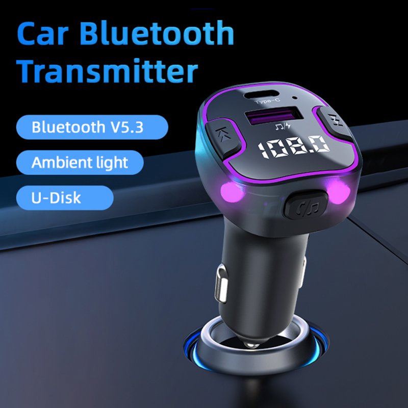 FM Transmitter Wireless USB Type C Car Charger Multi-functional MP3 Player Handsfree Calling Car Adapter 