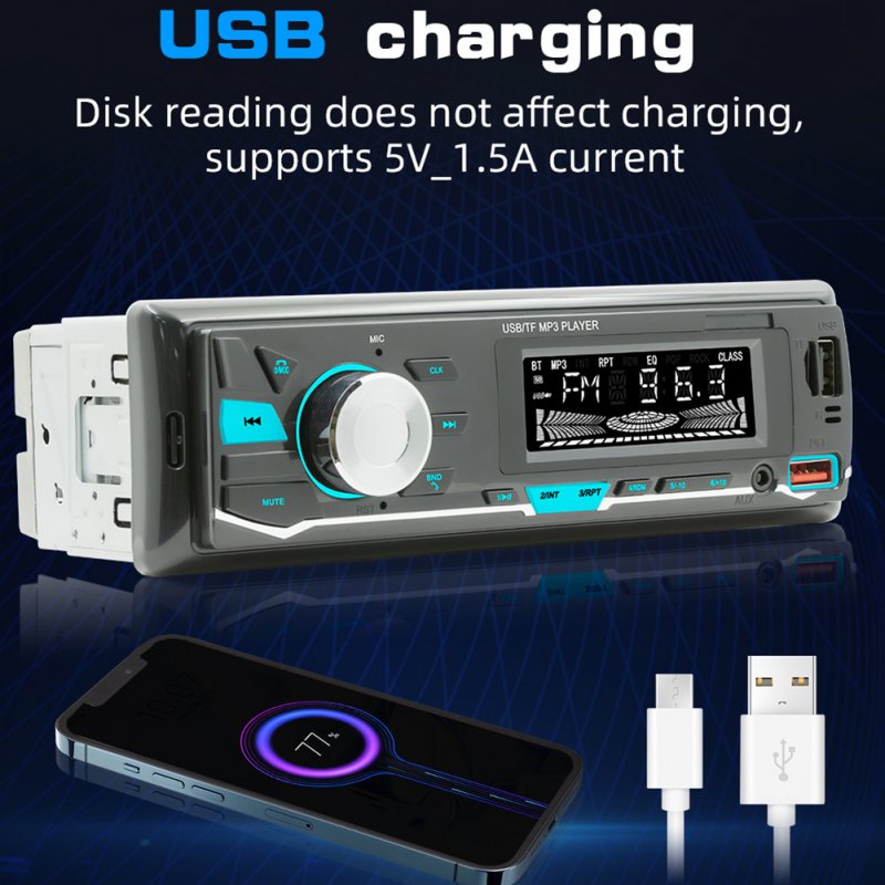 12V Car Radio MP3 Player Support TF USB Drive Colorful Lighting Car Stereo Audio With With Wireless Remote Control 