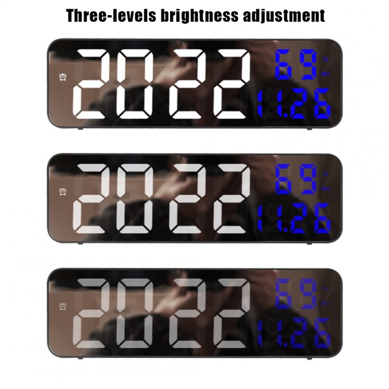 Led Digital Wall Clock Large Screen Wall-mounted Time Temperature Humidity Display Electronic Alarm Clock 