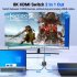 HD Multimedia Interface Bidirectional Switch Adapter Support 8K 60HZ Splitter ABS Bidirectional 2 In 1 Out 1 In 2 Out Switcher For Computers Laptops Monitors Pr