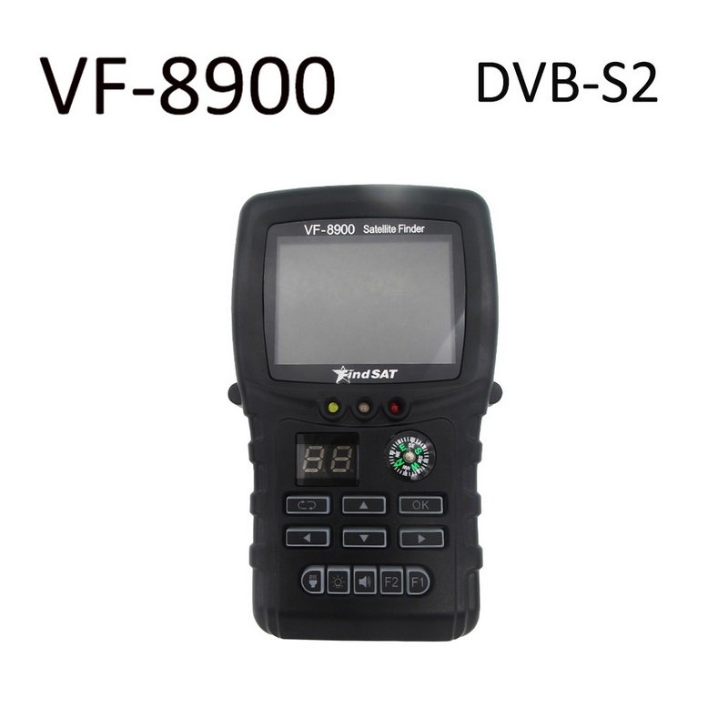 HD Satfinder Star Search VF-8900D DVB-S2 Satellite Meter Satellite Finder Built-in Flashlight Compass Signal Display Car Charger U.S. regulations