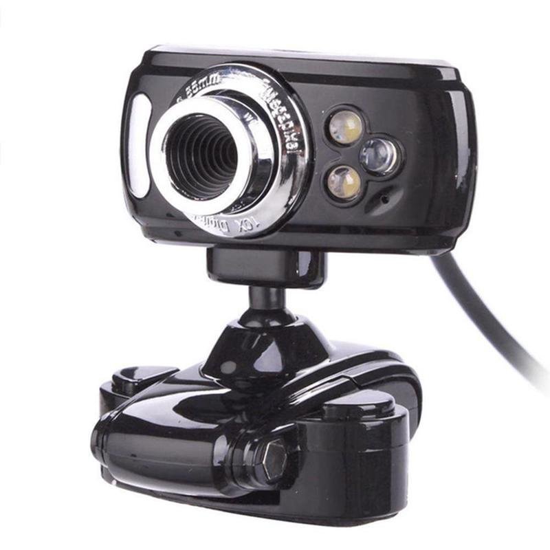 HD Webcam With Mic Night Vision Megapixel Web Cam With Clip Holder For Computer PC Laptop Desktop black