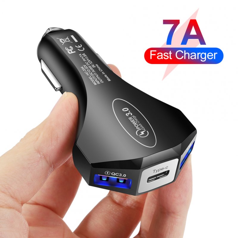 QC3.0 3.5A 2USB Type-c Car Charger Constant Temperature Fast Charging Compatible for IOS Android Phone 