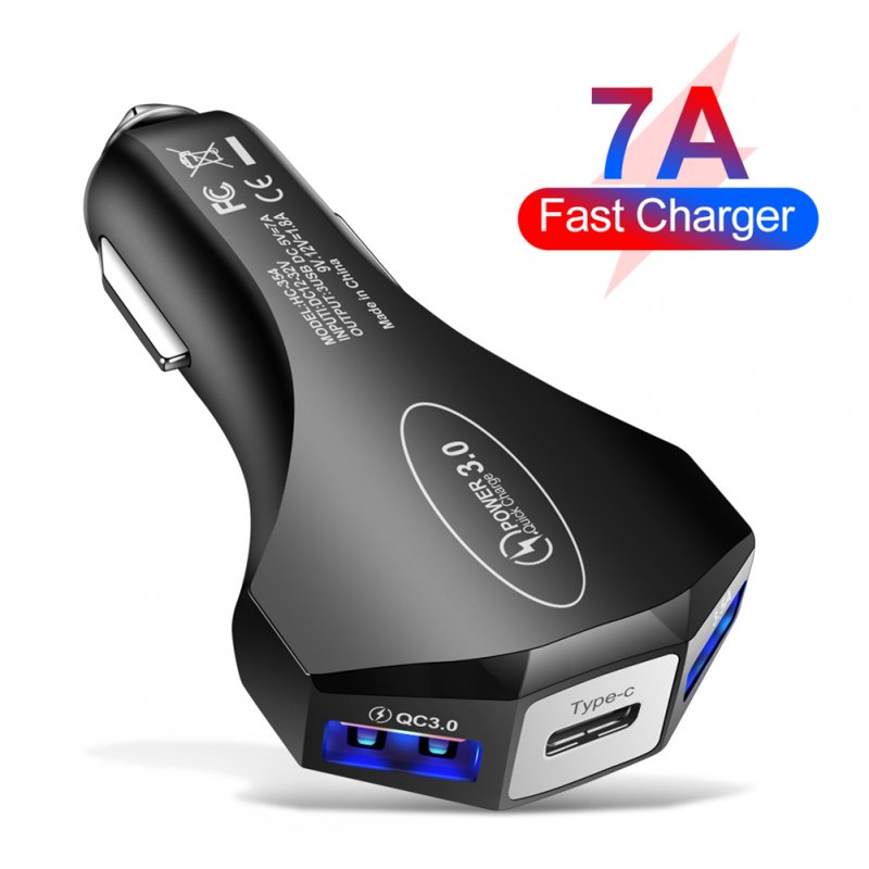 QC3.0 3.5A 2USB Type-c Car Charger Constant Temperature Fast Charging Compatible for IOS Android Phone 