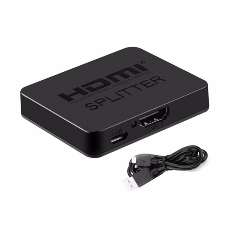 HDMI Splitter 1 in 2 Out 4K, HDMI Splitter 1 To 2 Amplifier For Full HD 1080P 3D black